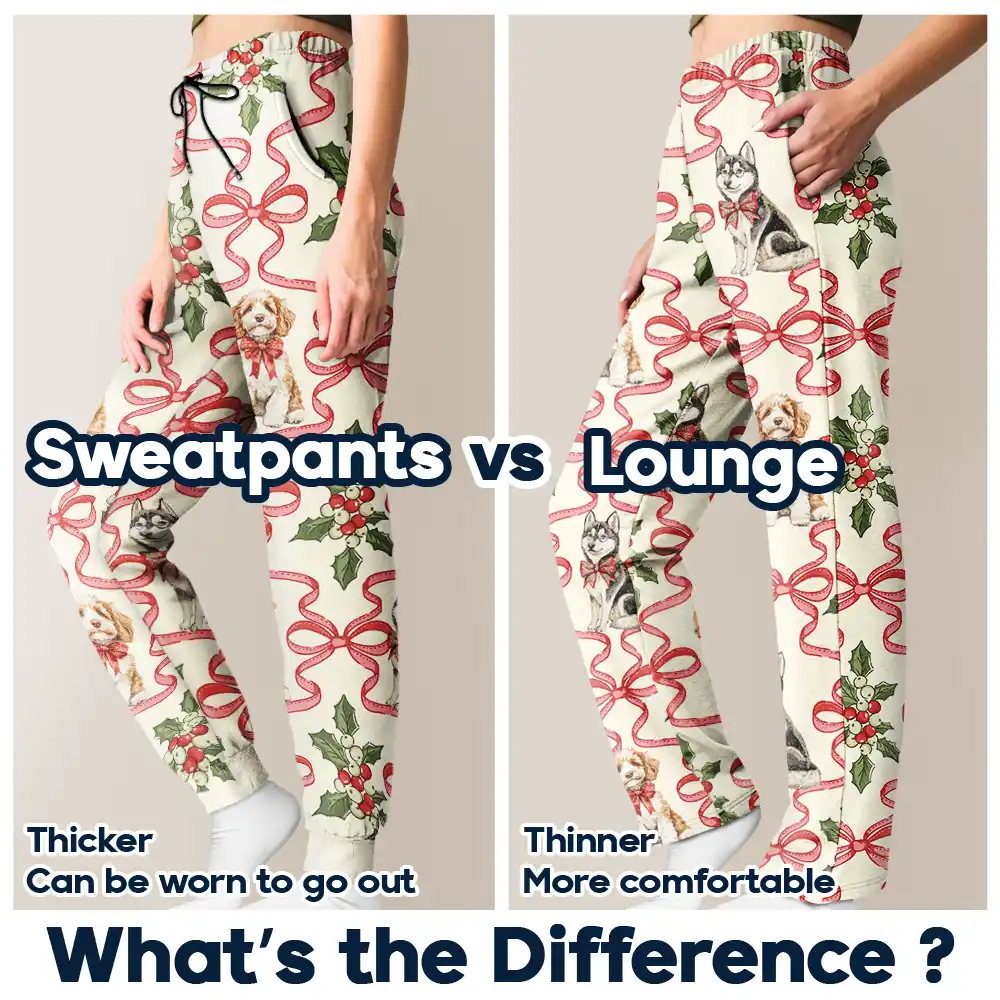Retro Holy Berries And Decorative Bow - Personalized Pajama Pants - Image 6