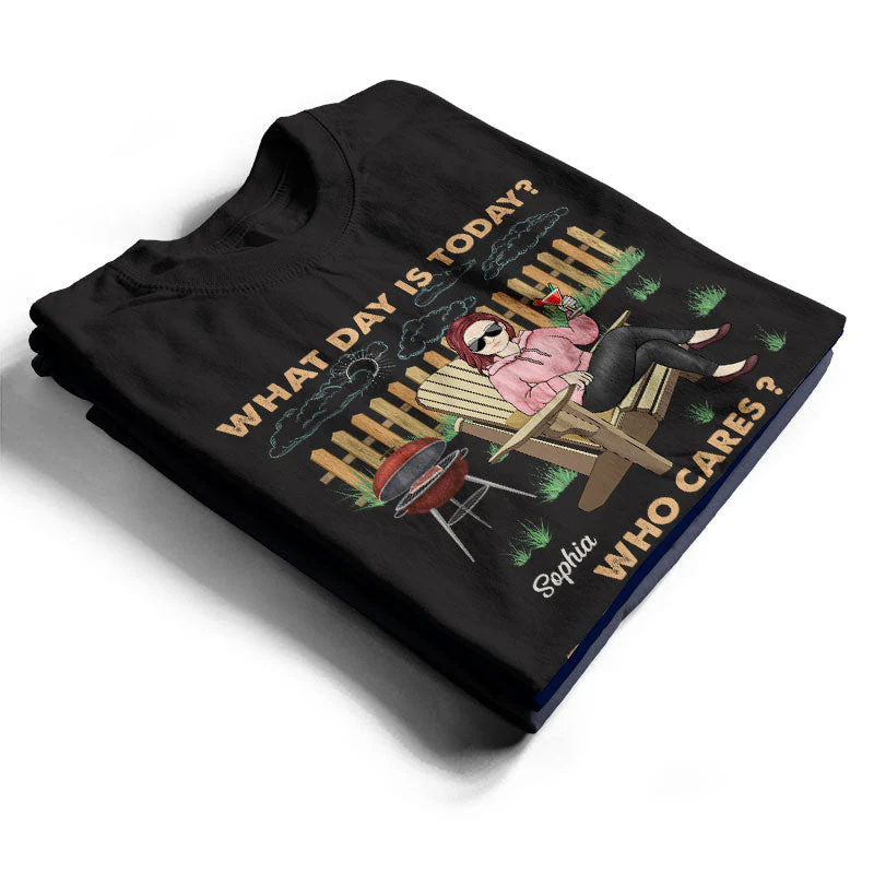 Retro What Day Is Today Who Cares - Retirement Gift - Personalized Custom T Shirt - Image 2