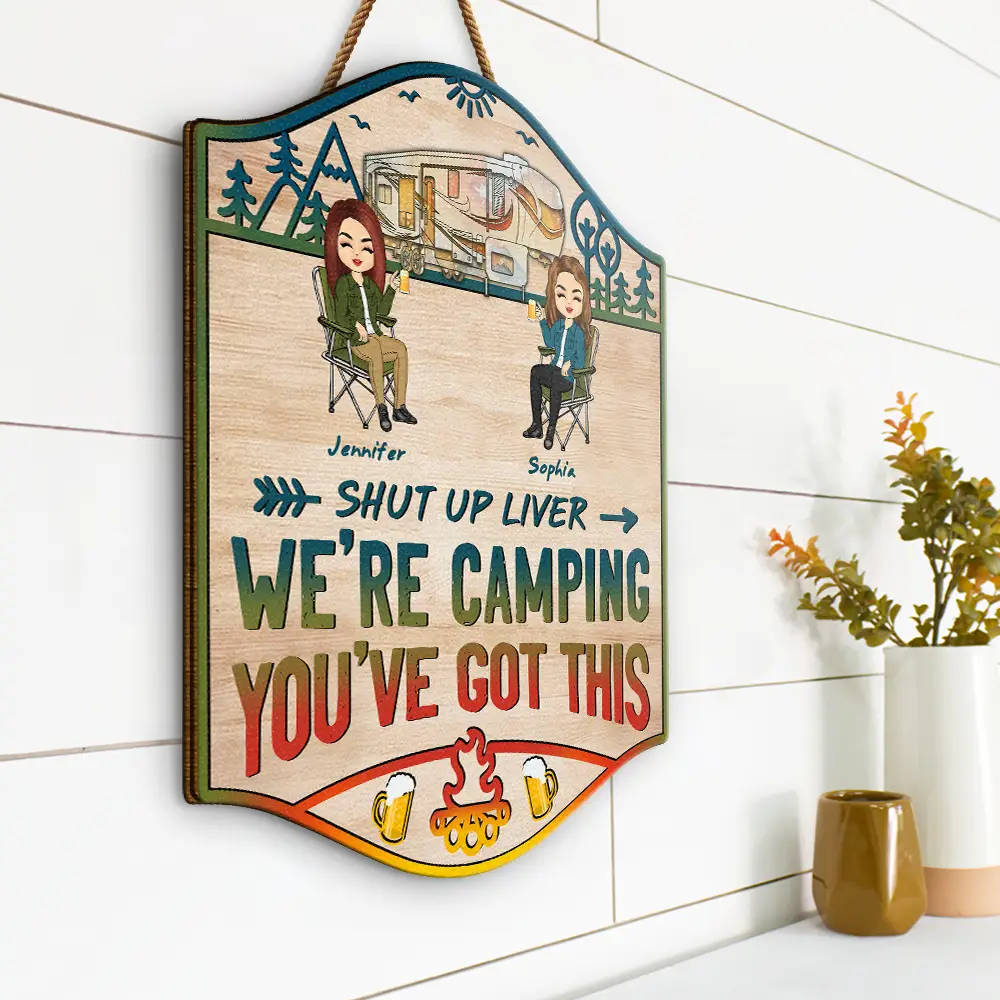Rhymes With Camping - Personalized Custom Shaped Wood Sign - Image 2