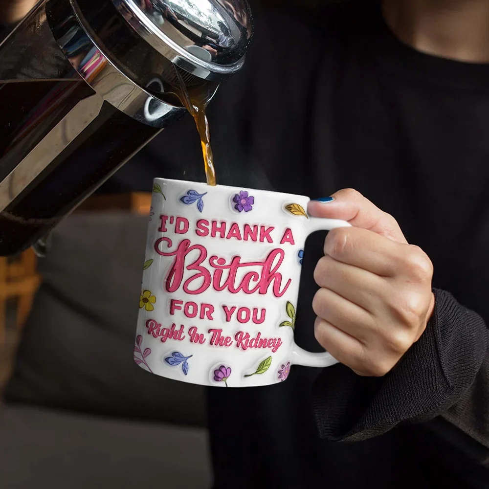 Right In The Kidney Besties Sisters - 3D Inflated Effect Printed Mug, Personalized White Edge-to-Edge Mug - Image 4