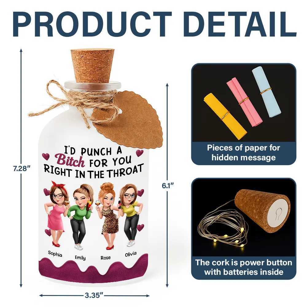 Right In The Throat 3D Bestie - Personalized Short Bottle Light - Image 5