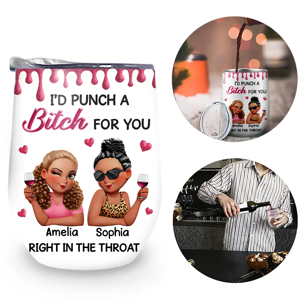 Right In The Throat 3D Bestie - Personalized Wine Tumbler - Image 2
