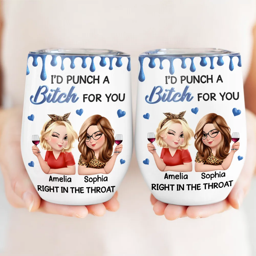 Right In The Throat 3D Bestie - Personalized Wine Tumbler - Image 3