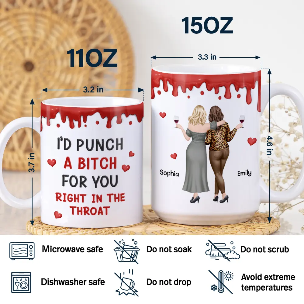Right In The Throat Backside Besties - Personalized White Edge-to-Edge Mug - Image 5