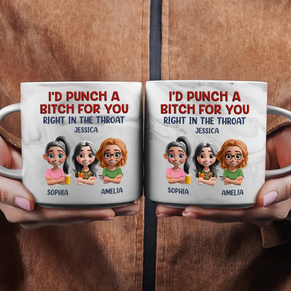 Right In The Throat Bestie - Personalized Marble Mug - Image 2