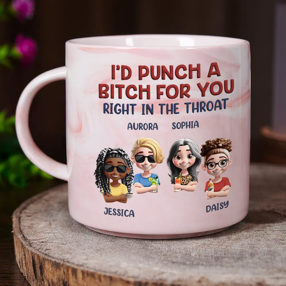 Right In The Throat Bestie - Personalized Marble Mug - Image 3