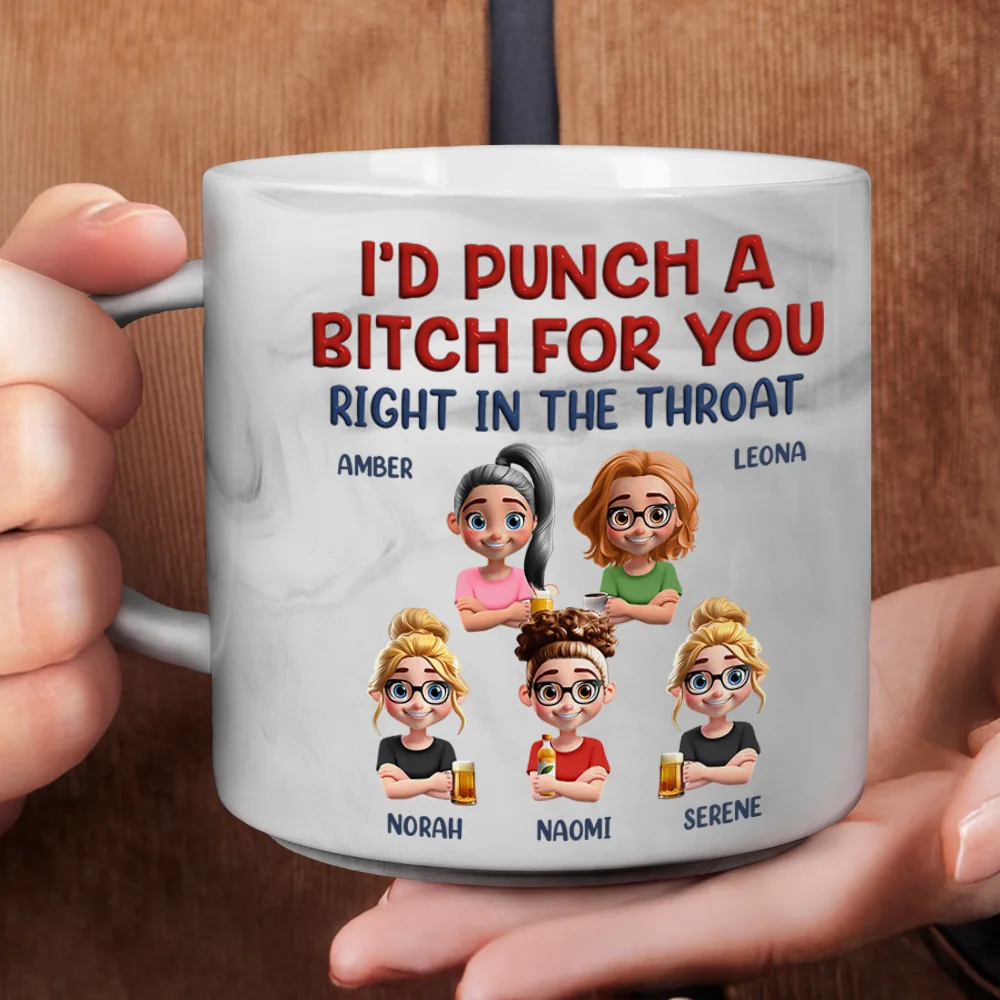 Right In The Throat Bestie - Personalized Marble Mug - Image 4