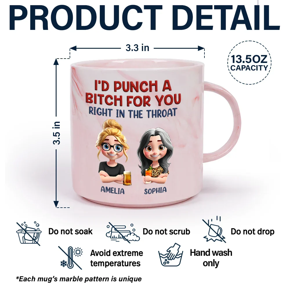 Right In The Throat Bestie - Personalized Marble Mug - Image 5