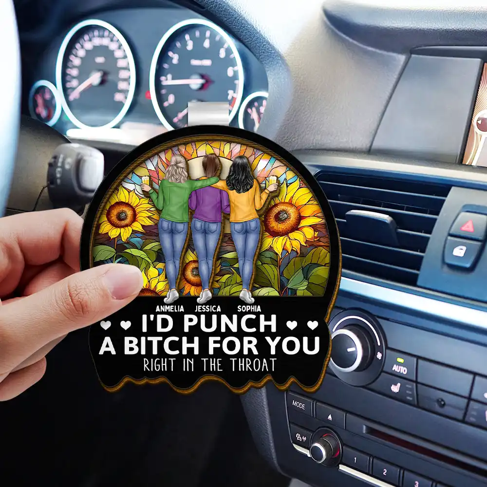 Right In The Throat Bestie Sister - Personalized Custom Shaped Car Visor Clip - Image 3