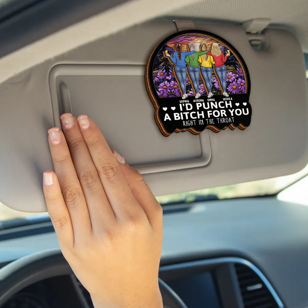 Right In The Throat Bestie Sister - Personalized Custom Shaped Car Visor Clip - Image 4