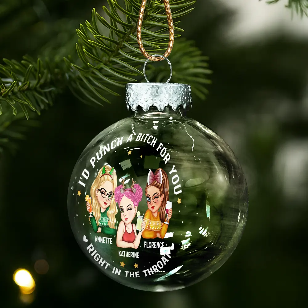 Right In The Throat Besties - Personalized Ball Ornament - Image 2