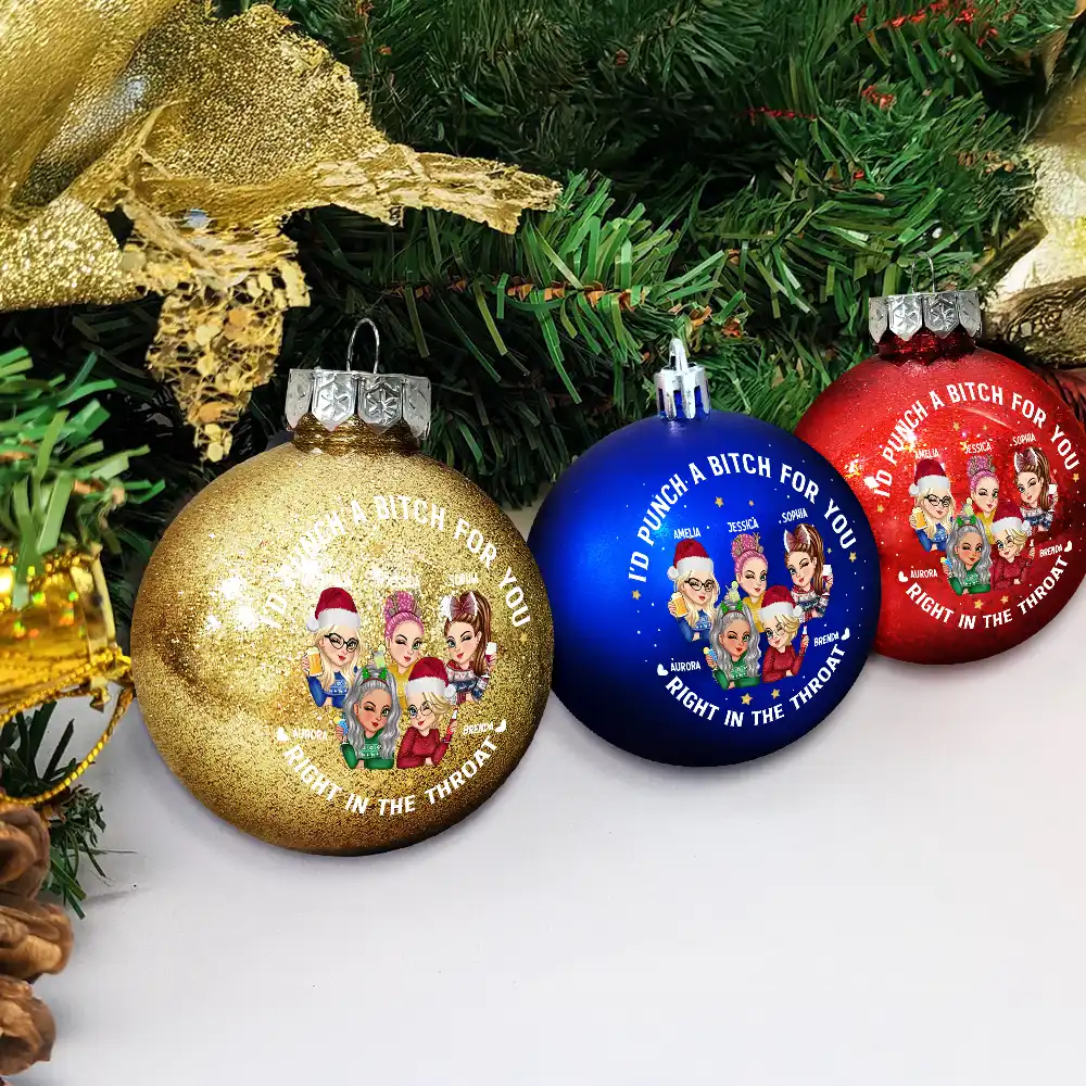 Right In The Throat Besties - Personalized Ball Ornament - Image 4