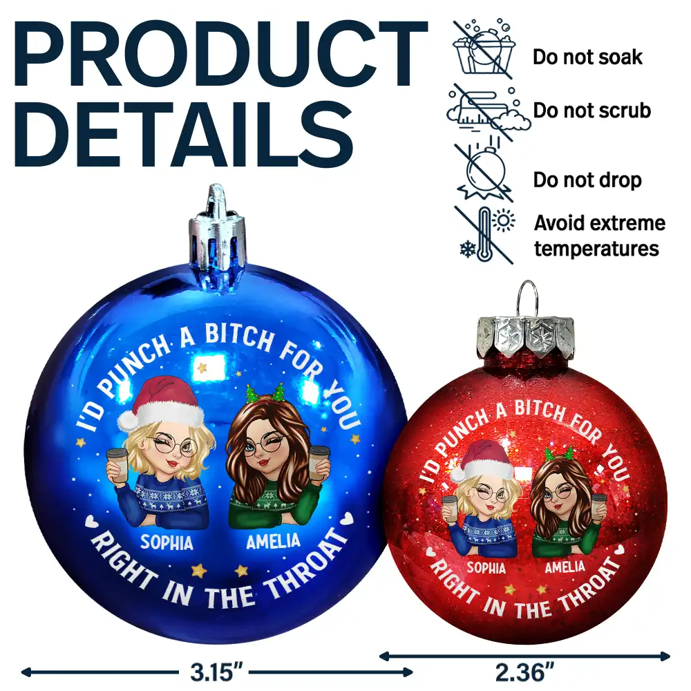 Right In The Throat Besties - Personalized Ball Ornament - Image 7
