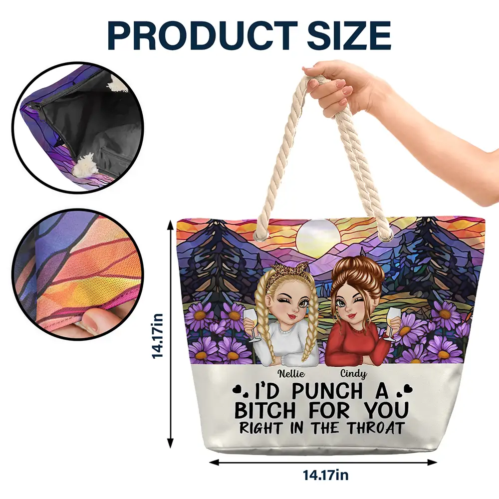 Right In The Throat Besties - Personalized Beach Bag - Image 5