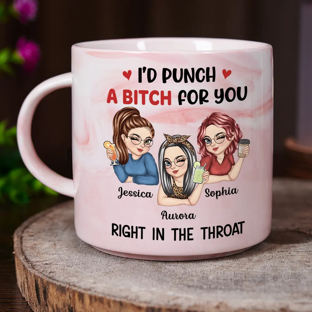 Right In The Throat Besties - Personalized Marble Mug - Image 3