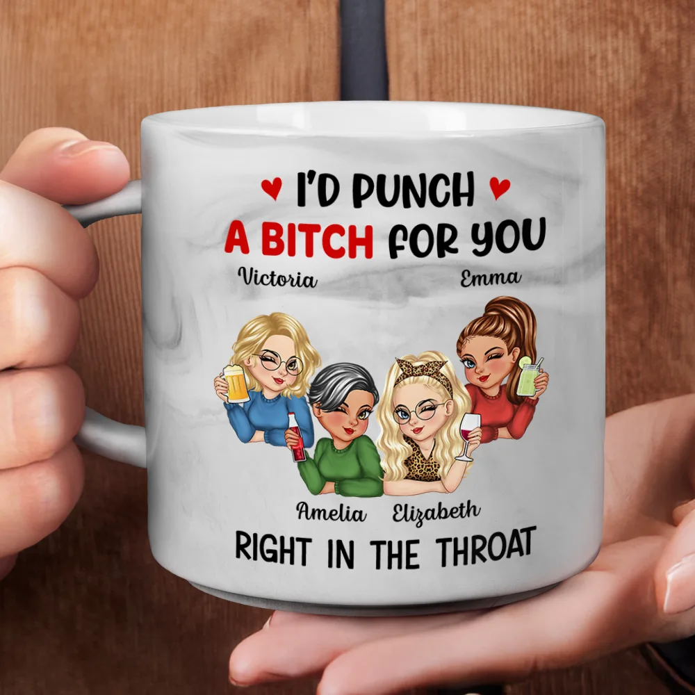 Right In The Throat Besties - Personalized Marble Mug - Image 4