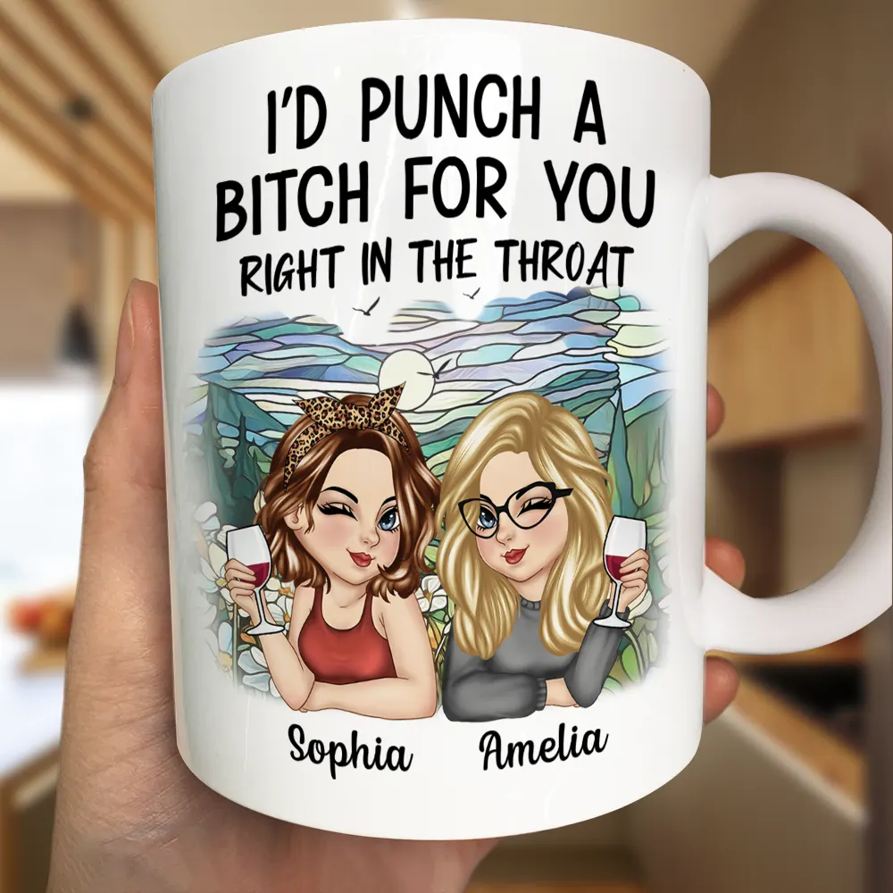 Right In The Throat Besties - Personalized Mug - Image 3
