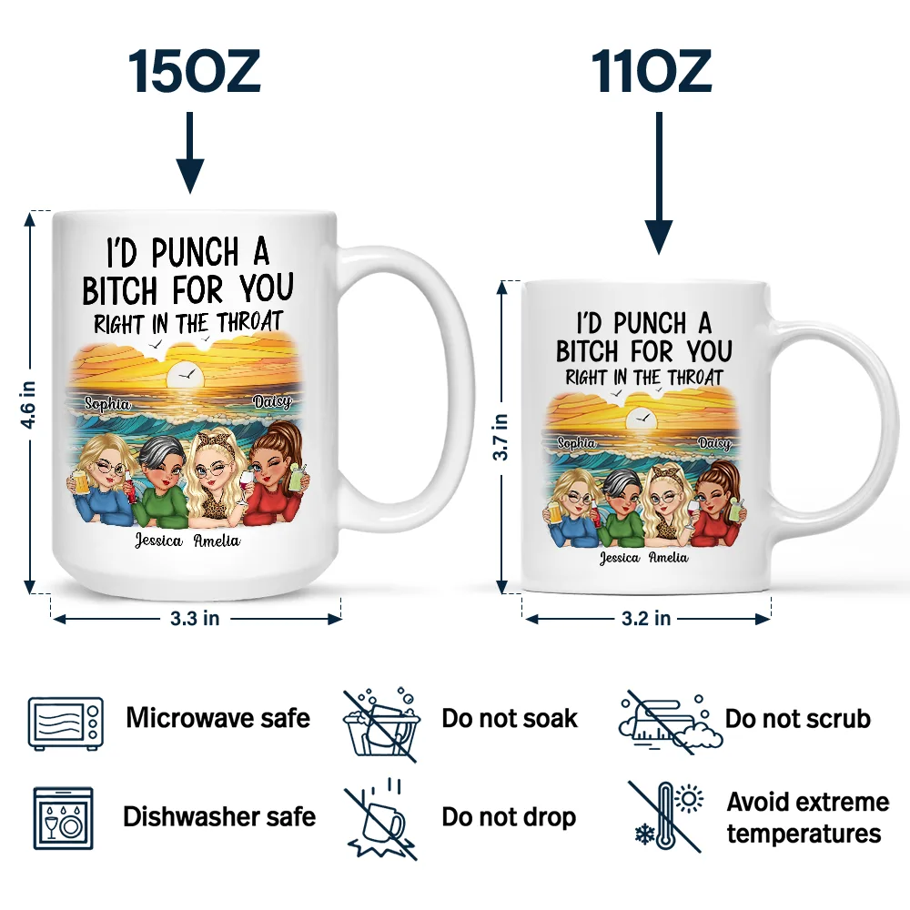 Right In The Throat Besties - Personalized Mug - Image 4