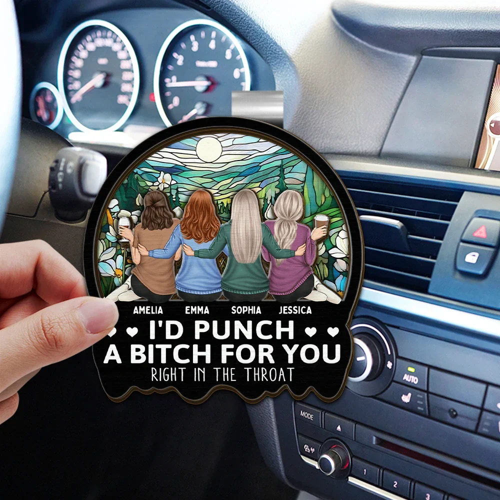 Right In The Throat Besties Sisters - Personalized Custom Shaped Car Visor Clip - Image 3