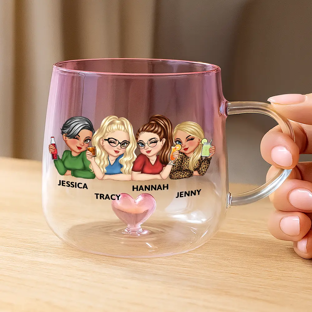 Right In The Throat Besties Sisters - Personalized Gradient Glass Mug - Image 3
