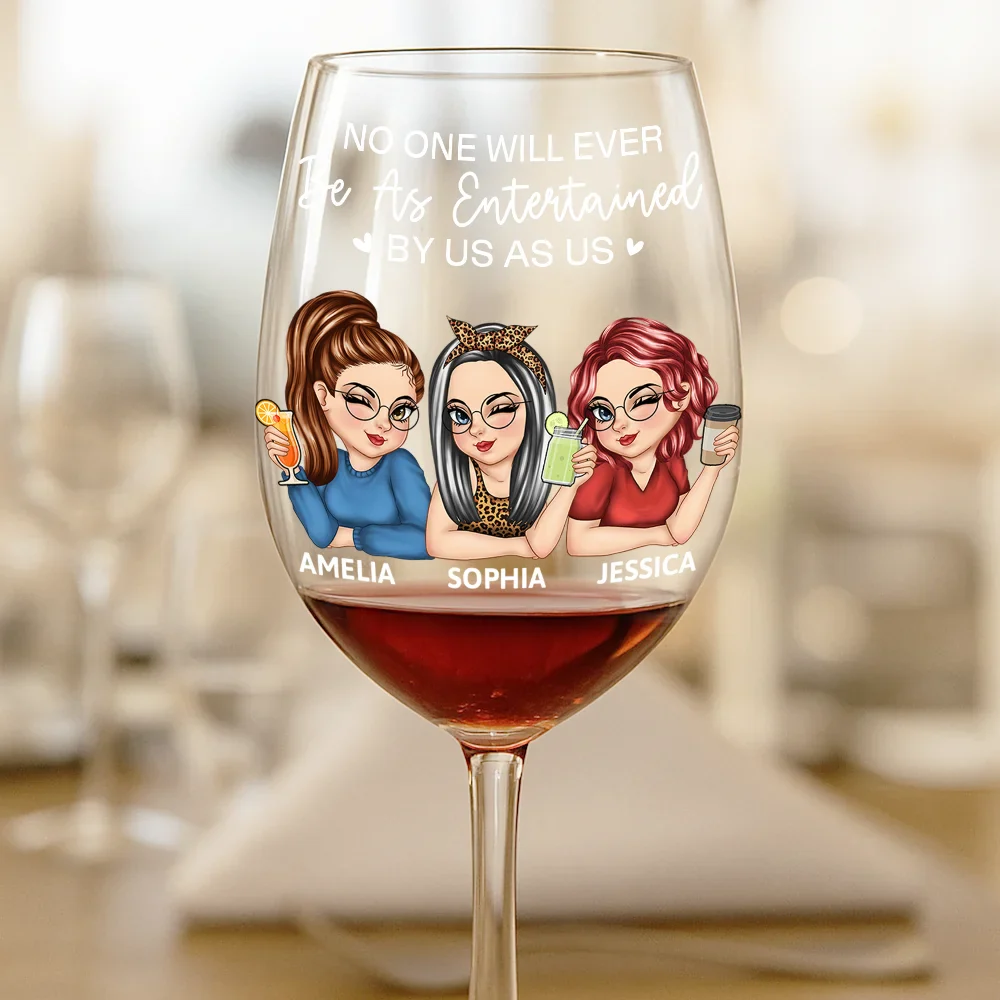 Right In The Throat Besties Sisters - Personalized Wine Glass - Image 2