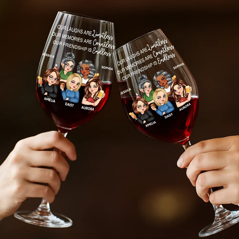 Right In The Throat Besties Sisters - Personalized Wine Glass - Image 4