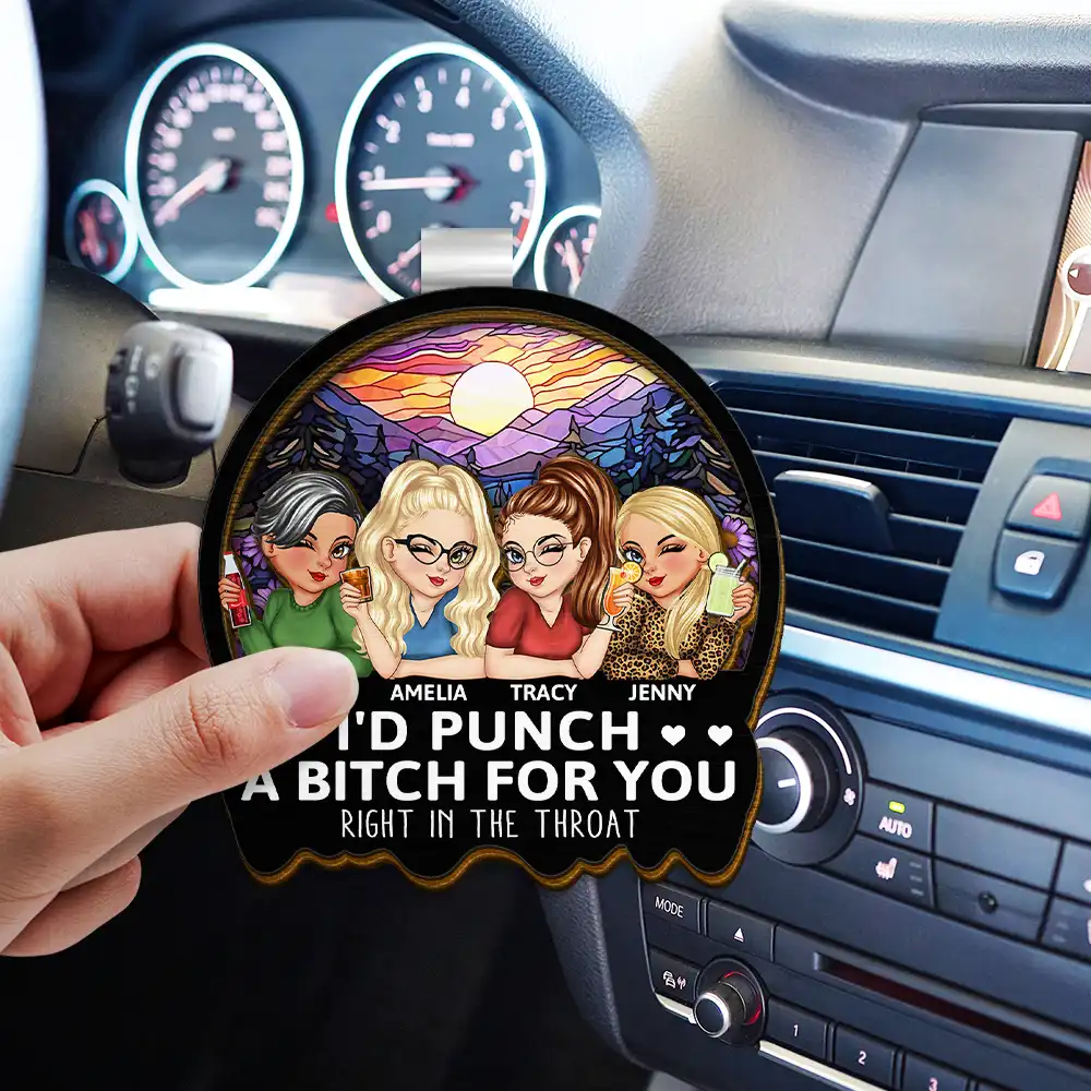 Right In The Throat Sisters Besties - Personalized Custom Shaped Car Visor Clip - Image 3