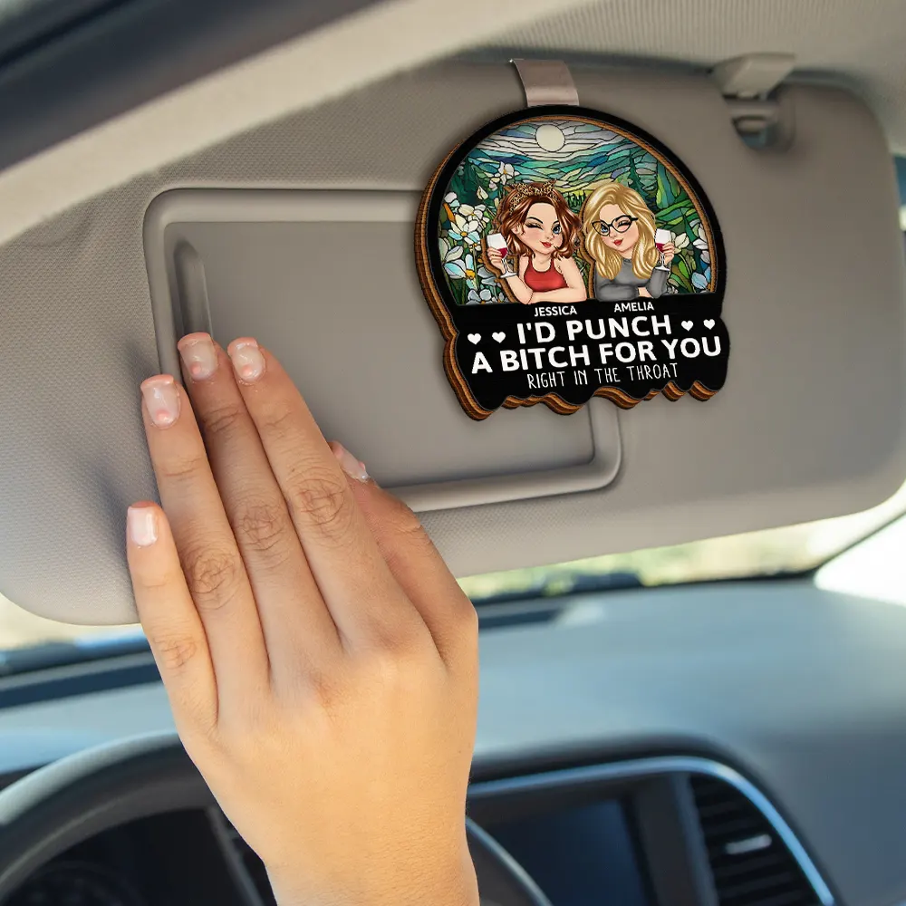 Right In The Throat Sisters Besties - Personalized Custom Shaped Car Visor Clip - Image 4