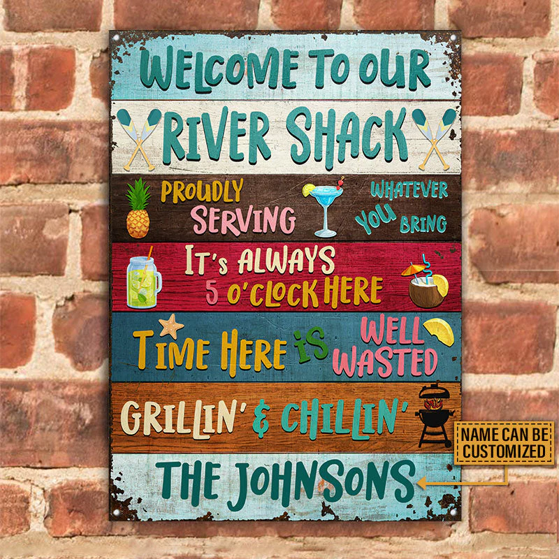 River Shack Welcome Proudly Serving Custom Classic Metal Signs, Fun Sign For The River Home - Image 2