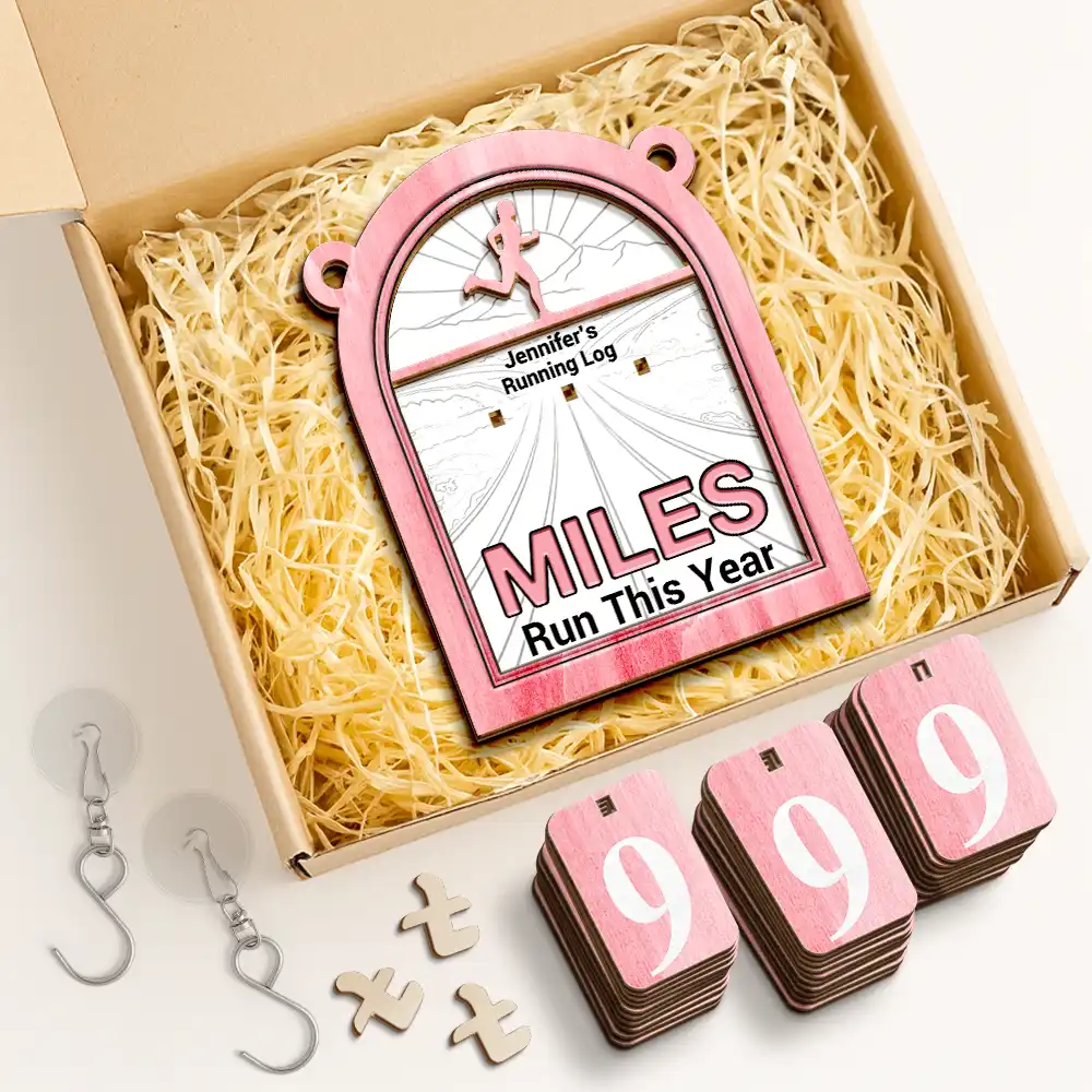 Running Log Tracker Miles Run This Year - Personalized Hanging Tracker Sign - Image 2