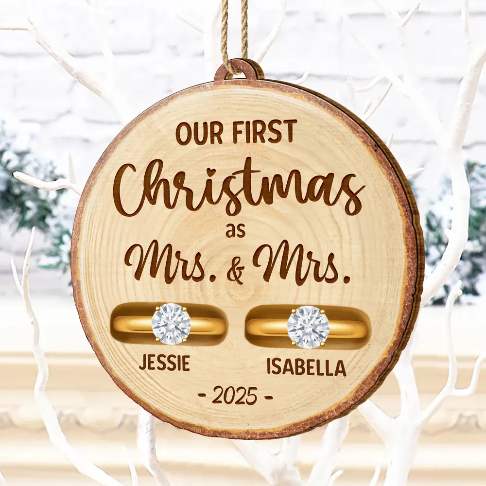 Rustic Keepsake For Our First Season Of Forever - Personalized Custom Shaped Wooden Ornament - Image 4