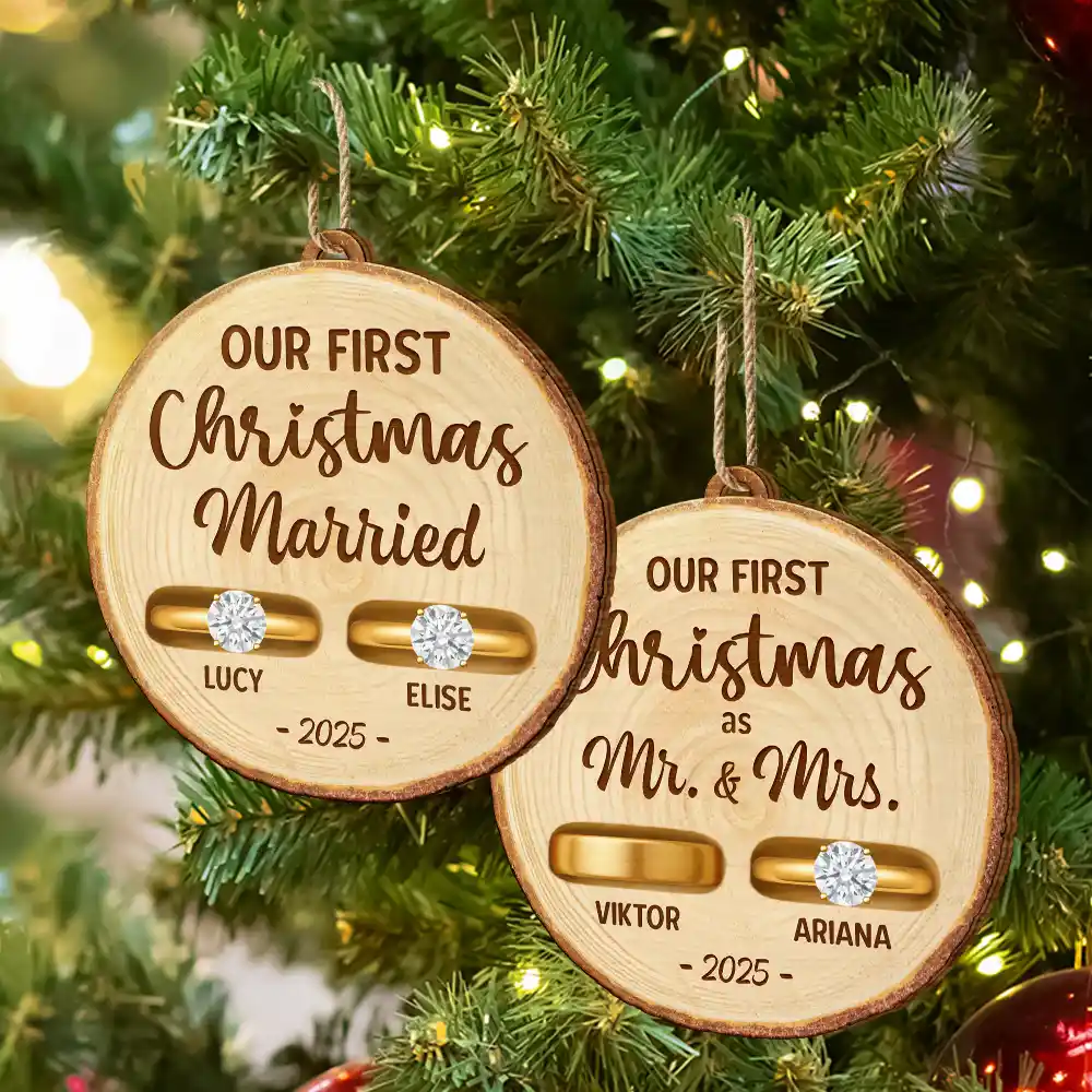 Rustic Keepsake For Our First Season Of Forever - Personalized Custom Shaped Wooden Ornament - Image 6