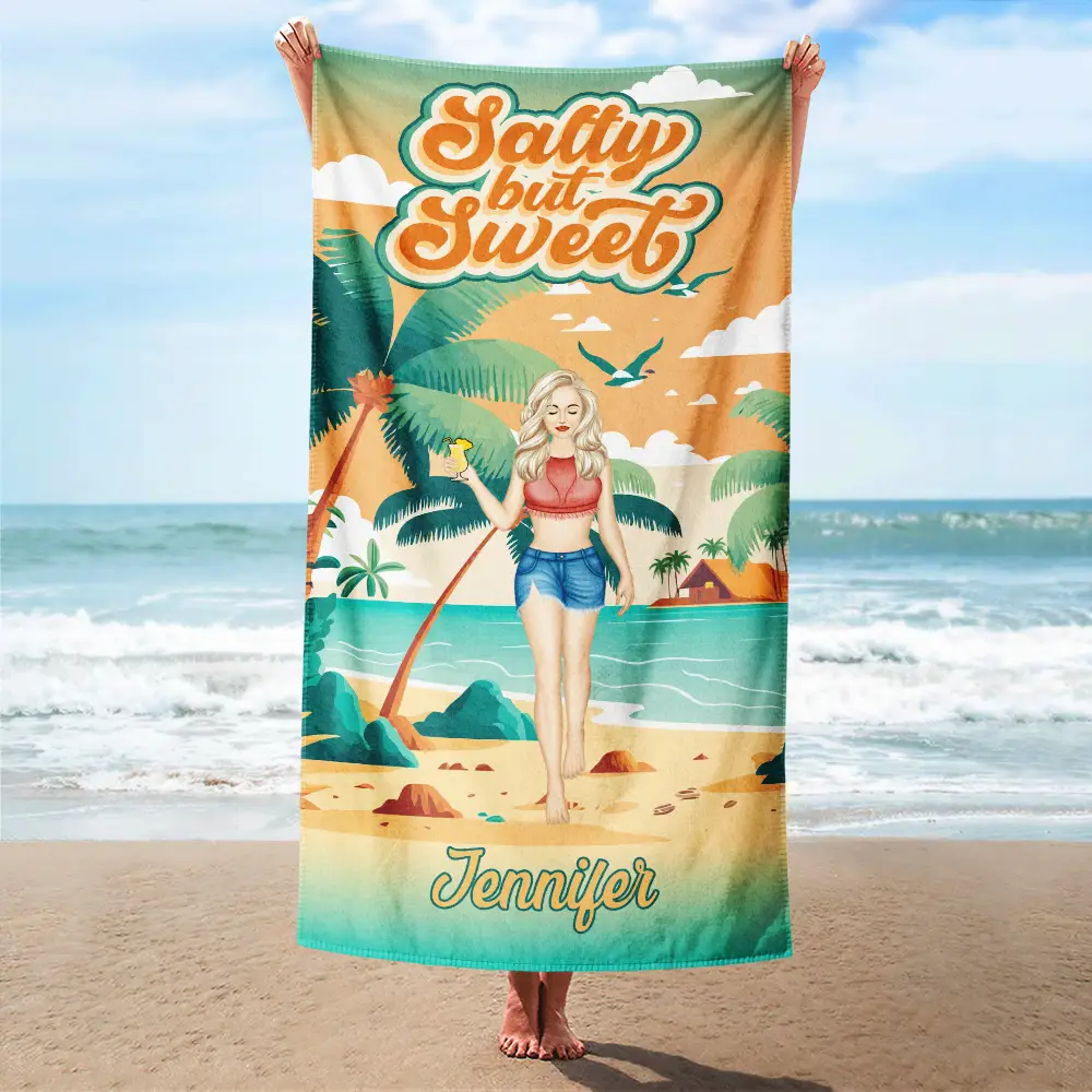 Salty But Sweet - Personalized Beach Towel - Image 2