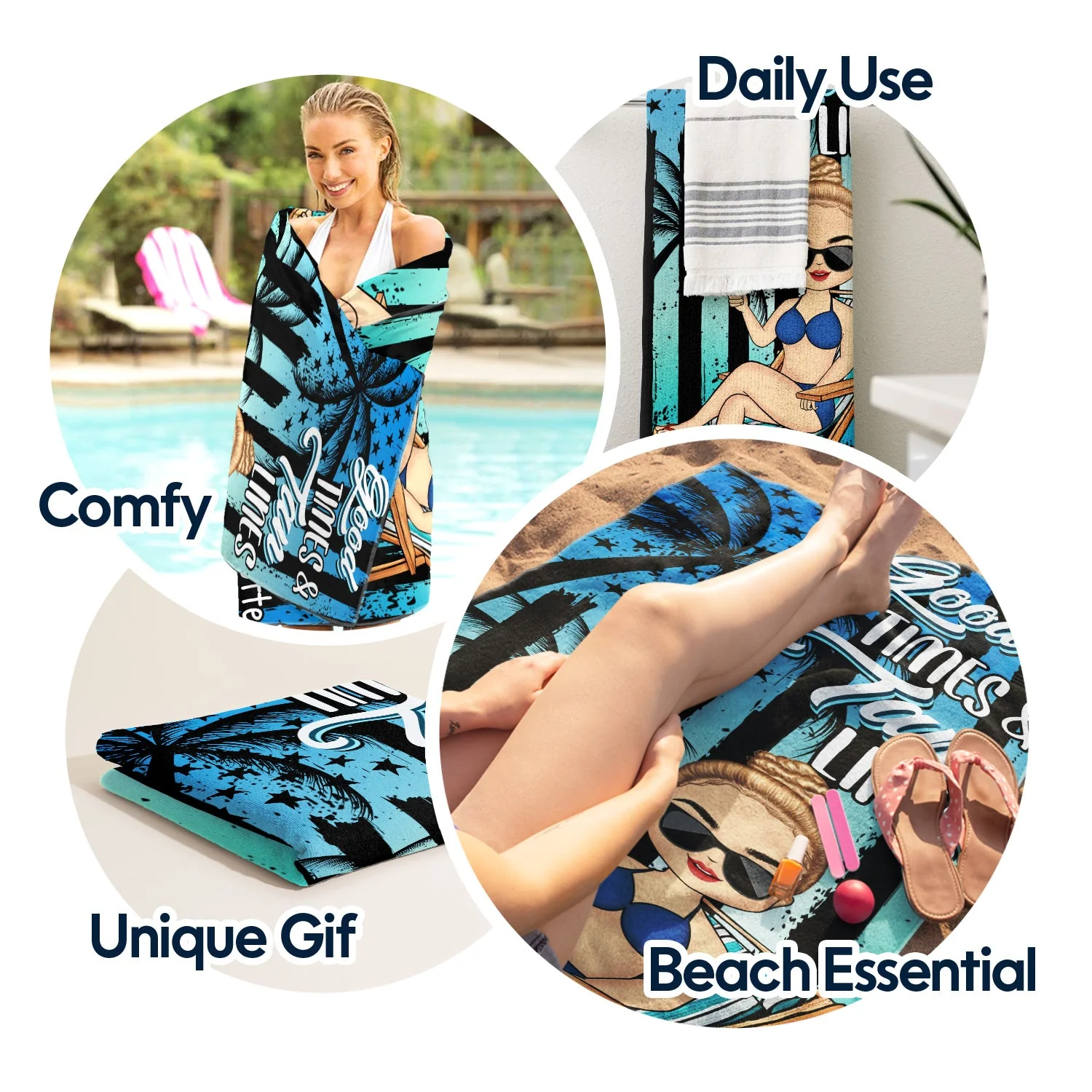 Salty Lil' Beach - Birthday, Summer Gift For Him, Her, Yourself, Girlfriend, Boyfriend, BFF Best Friends, Traveling Lovers - Personalized Custom Beach Towel - Image 5