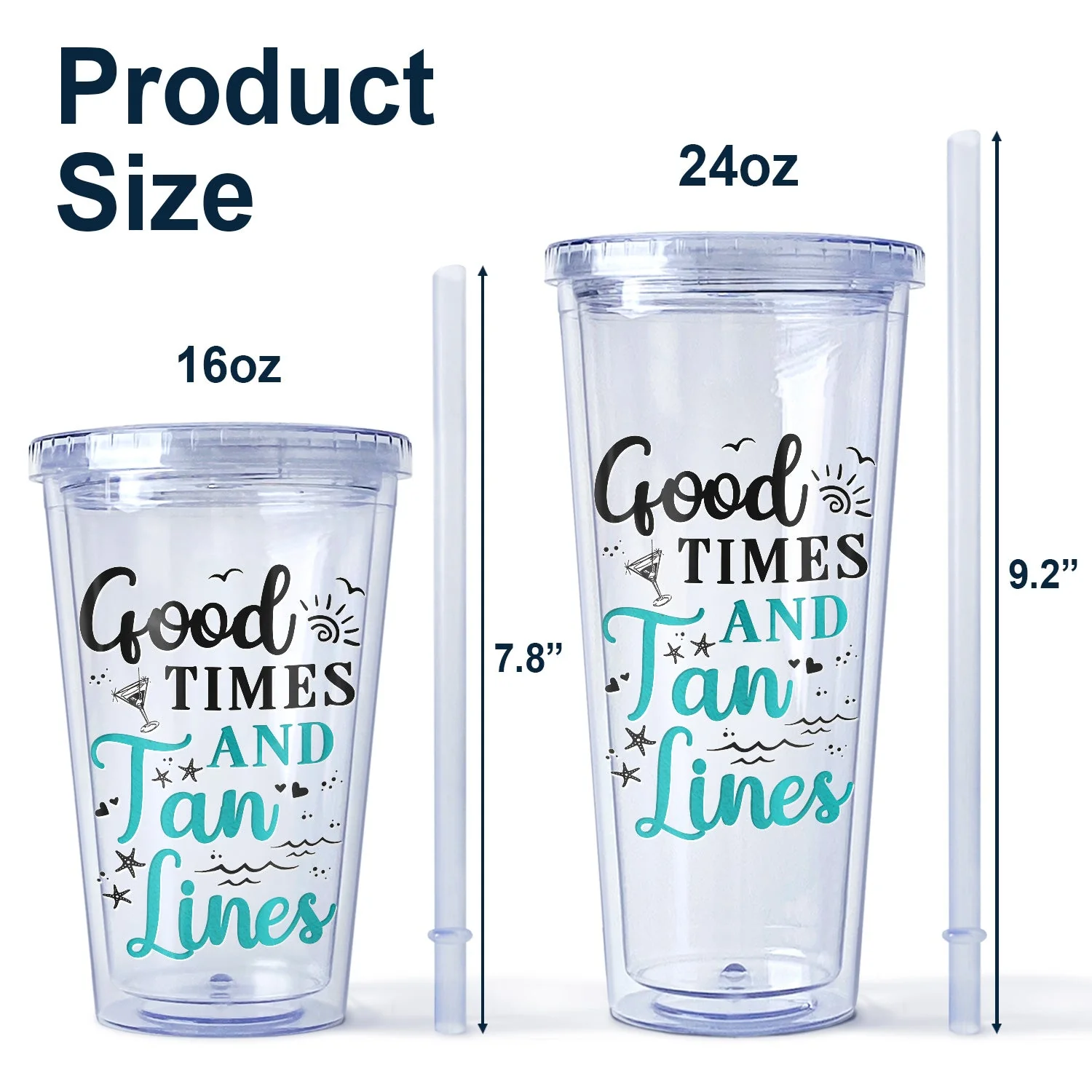 Salty Lil' Beach Tanned And Tipsy Pool Hair Don't Care - Birthday, Anniversary, Travel, Vacation Gift For Girl, Bestie, Sister - Personalized Acrylic Insulated Tumbler With Straw - Image 5