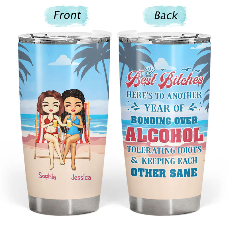 Salty Lil' Beaches Booze Bestie - Gift For Best Friend - Personalized Custom Tumbler - Image 3