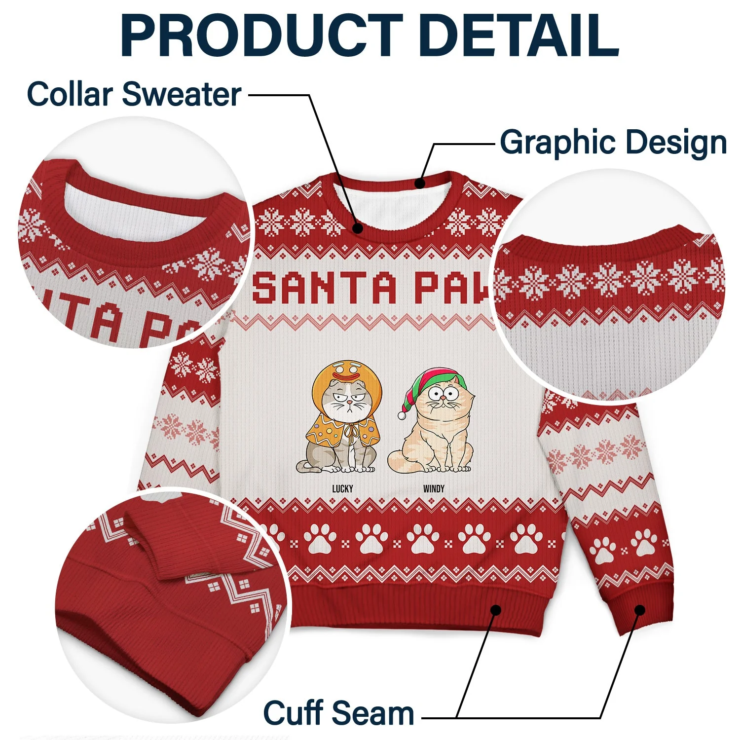 Santa Paws - Christmas Gift For Dog Cat Lovers - Personalized Unisex Ugly Sweater - Image 6