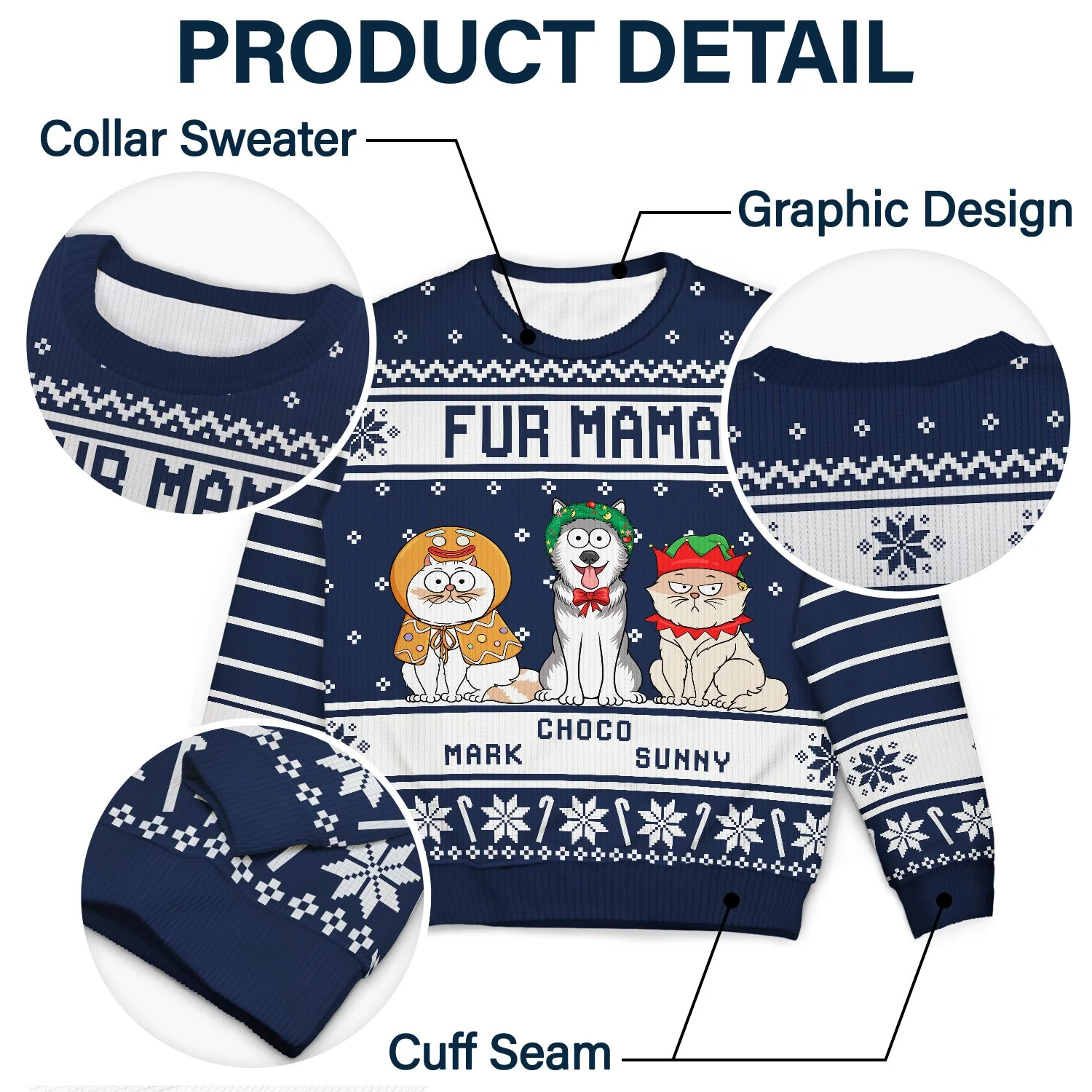 Santa Paws Green Pattern - Christmas Gift For Pet Lovers - Personalized Unisex Ugly Sweater - Image 6