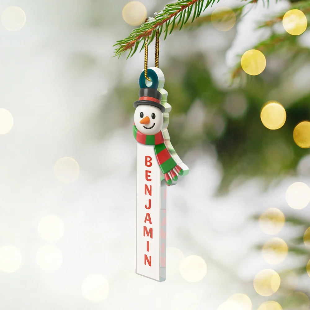 Santa Snowman Elf Christmas Scrabble - Personalized Custom Shaped Acrylic Ornament - Image 2