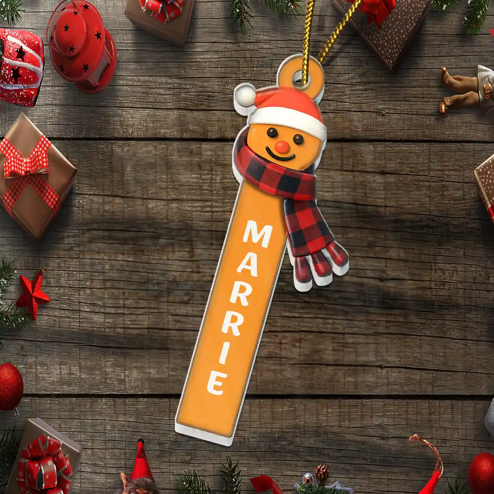 Santa Snowman Elf Christmas Scrabble - Personalized Custom Shaped Acrylic Ornament - Image 5