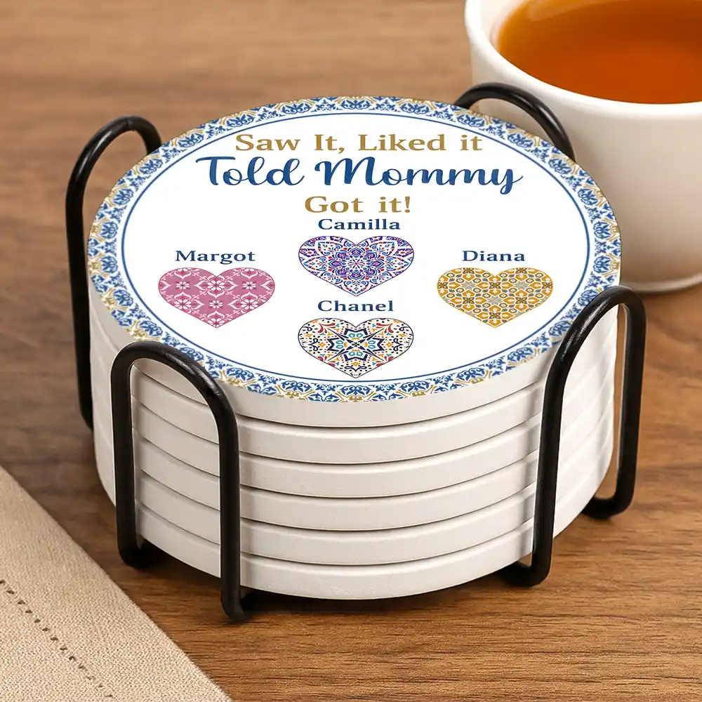 Saw It Liked It Told Grandma Got It Nana Nanny - Personalized Ceramic Coaster - Image 3