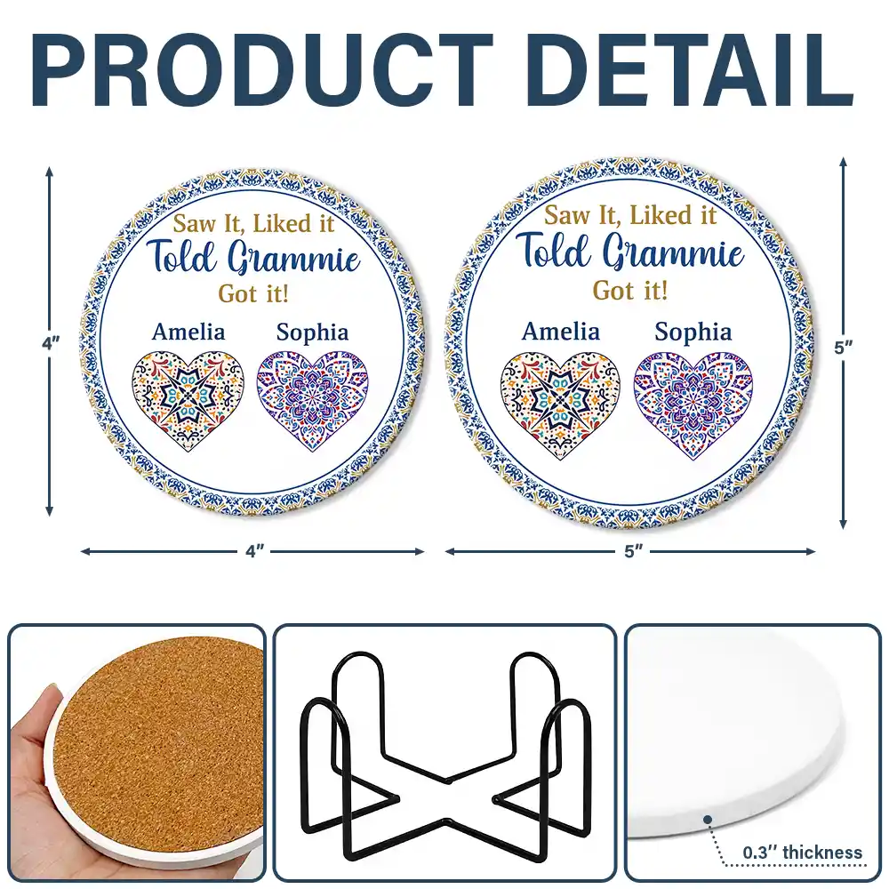 Saw It Liked It Told Grandma Got It Nana Nanny - Personalized Ceramic Coaster - Image 5