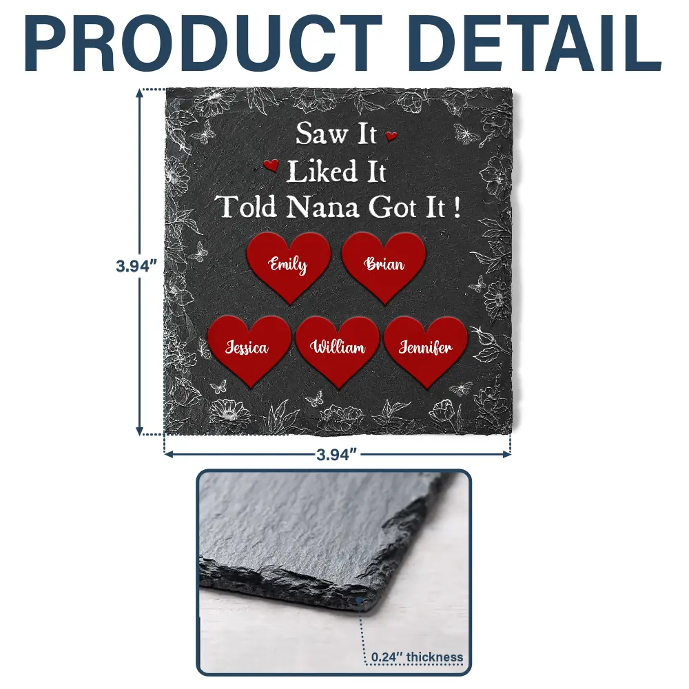 Saw It Liked It Told Nana Got It Grandma Nanny - Personalized Slate Coaster - Image 5