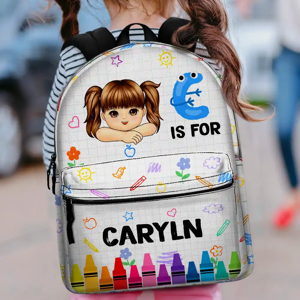 School Kid's Name - Personalized Canvas Backpack - Image 2