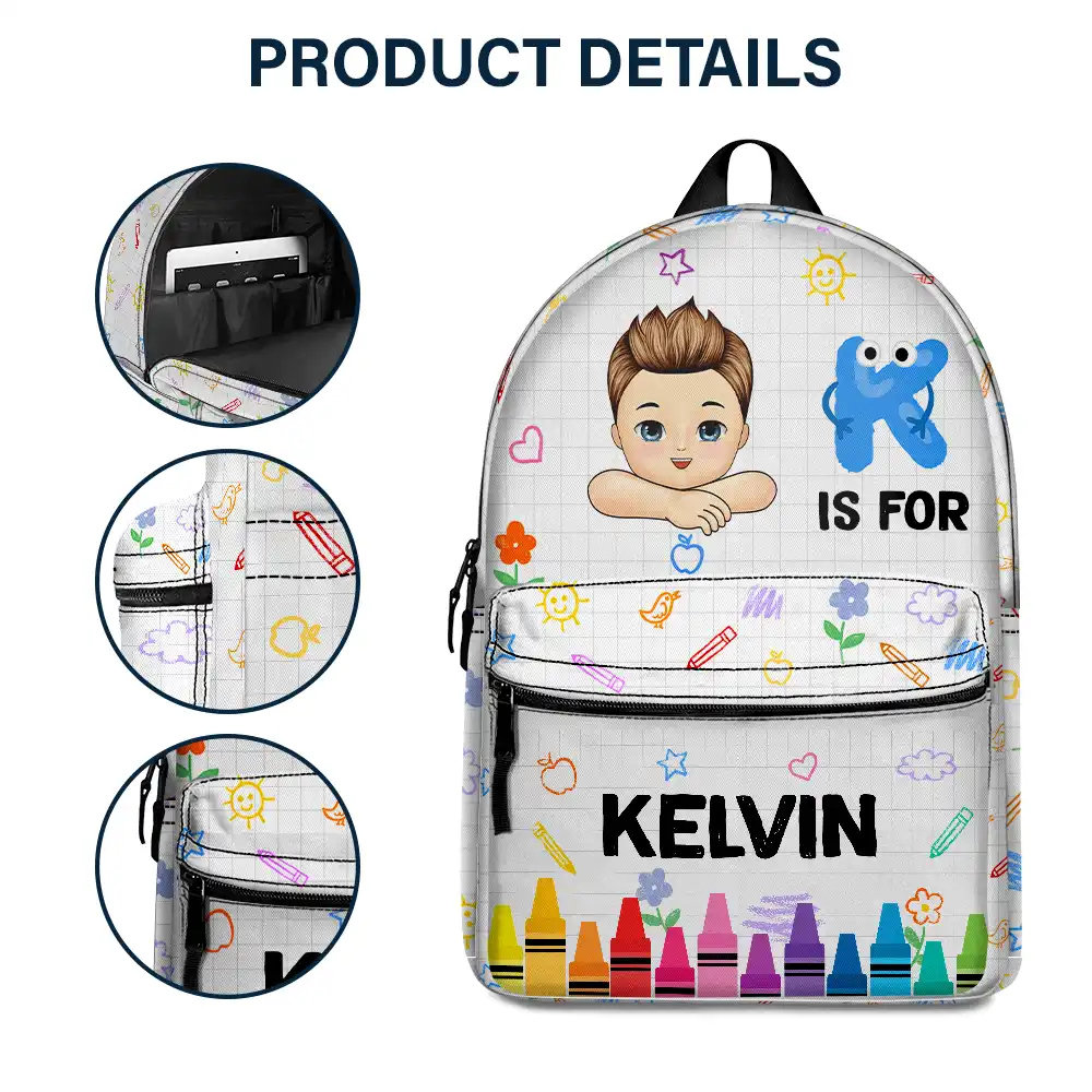 School Kid's Name - Personalized Canvas Backpack - Image 5
