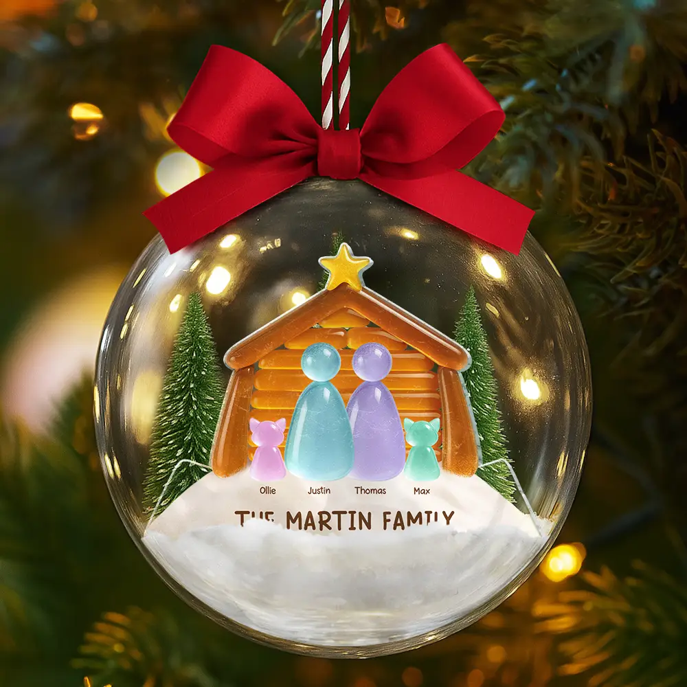 Sea Glass Family The Greatest Gift For All - Personalized 3D Acrylic Ball Ornament - Image 5