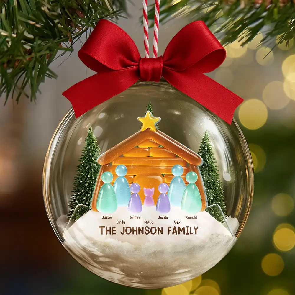 Sea Glass Family The Greatest Gift For All - Personalized 3D Acrylic Ball Ornament - Image 6