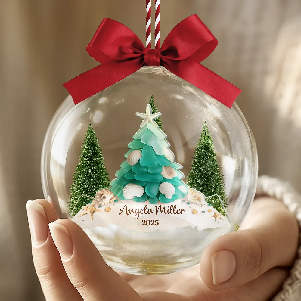 Sea Glass My Christmas Joy - Personalized 3D Acrylic Ball Ornament - Image 4