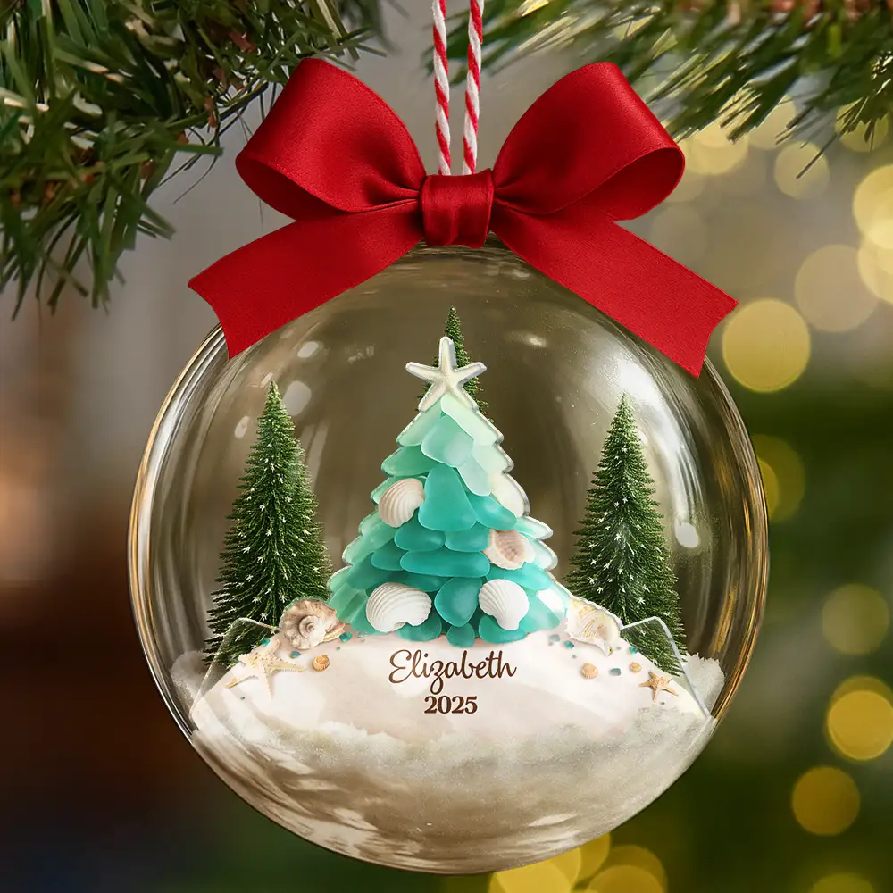 Sea Glass My Christmas Joy - Personalized 3D Acrylic Ball Ornament - Image 6