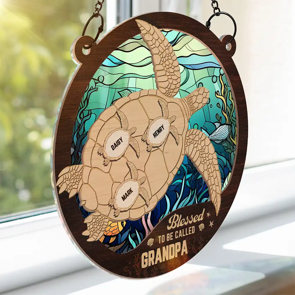 Sea Turtle Blessed To Be Called - Personalized Window Hanging Suncatcher Ornament - Image 3